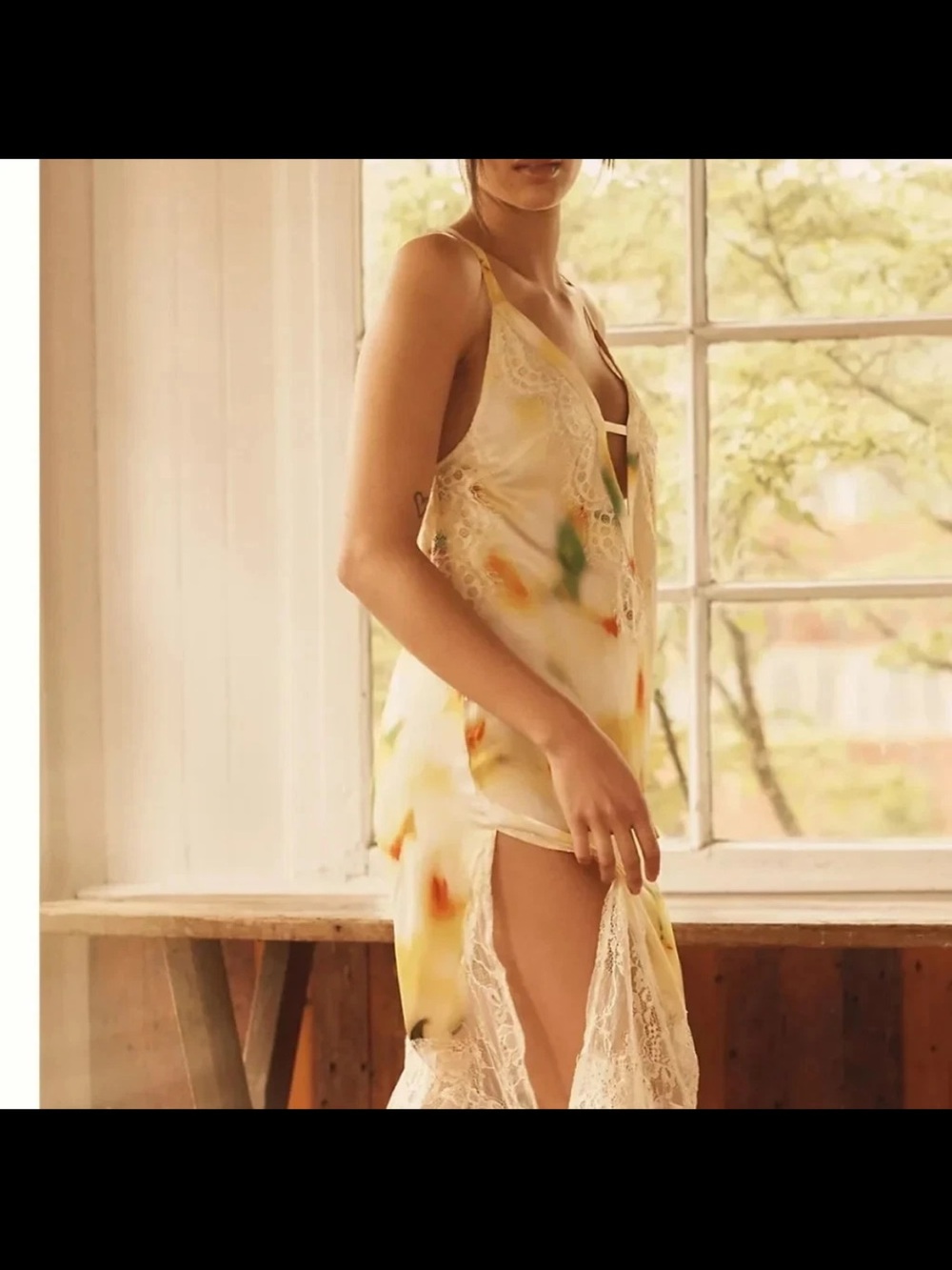NWT Anthropologie LyreBird Silky Slip Lace Dress XS